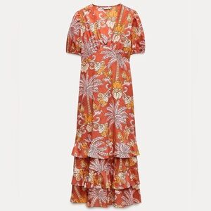 like new M ZARA PRINTED MIDI DRESS ZW COLLECTION